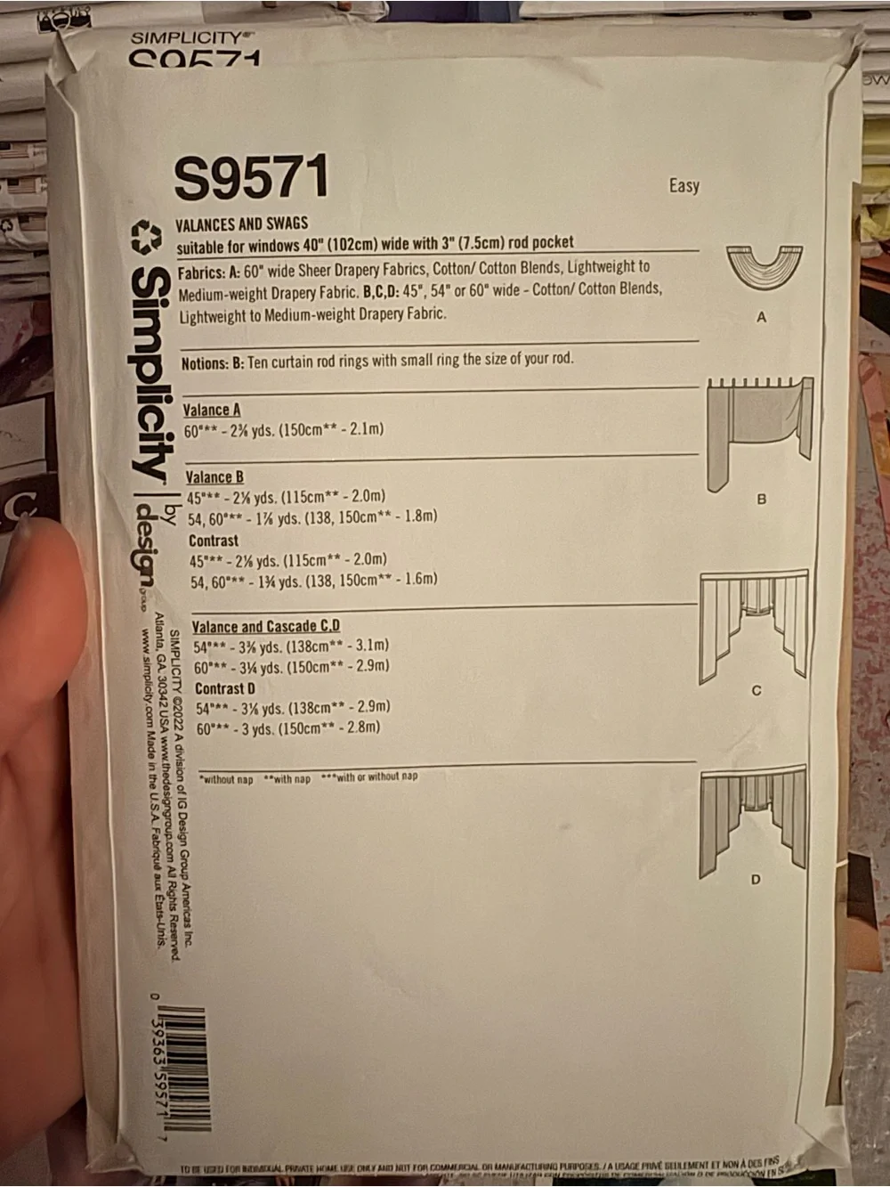 BN UNCUT SIMPLICITY 9571 OS SEWING PATTERNS CURTAINS